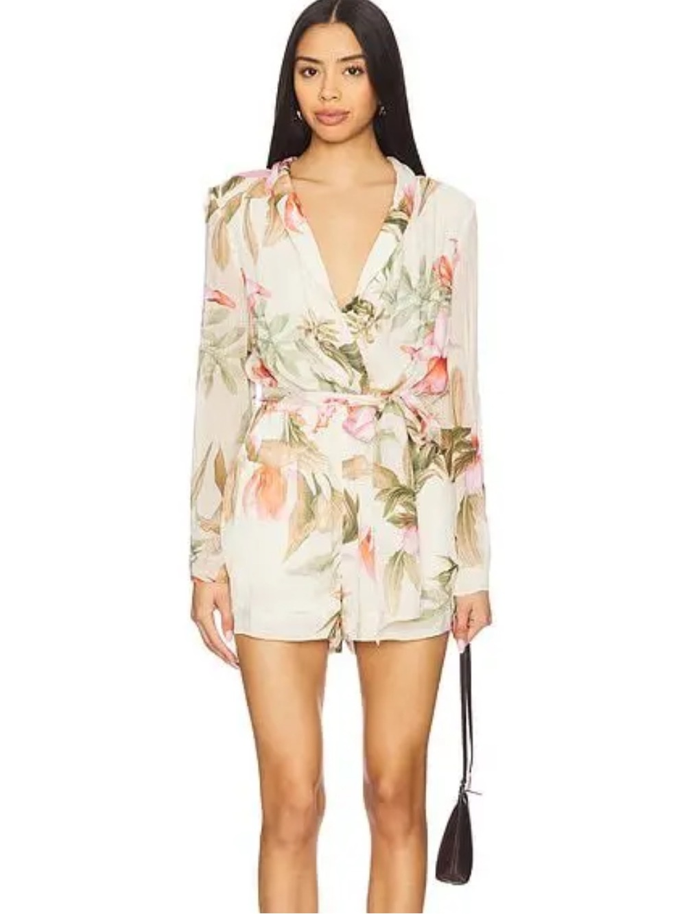 NWT Rococo Sand Revolve Cream Floral Tie-Waist Blazer - Small